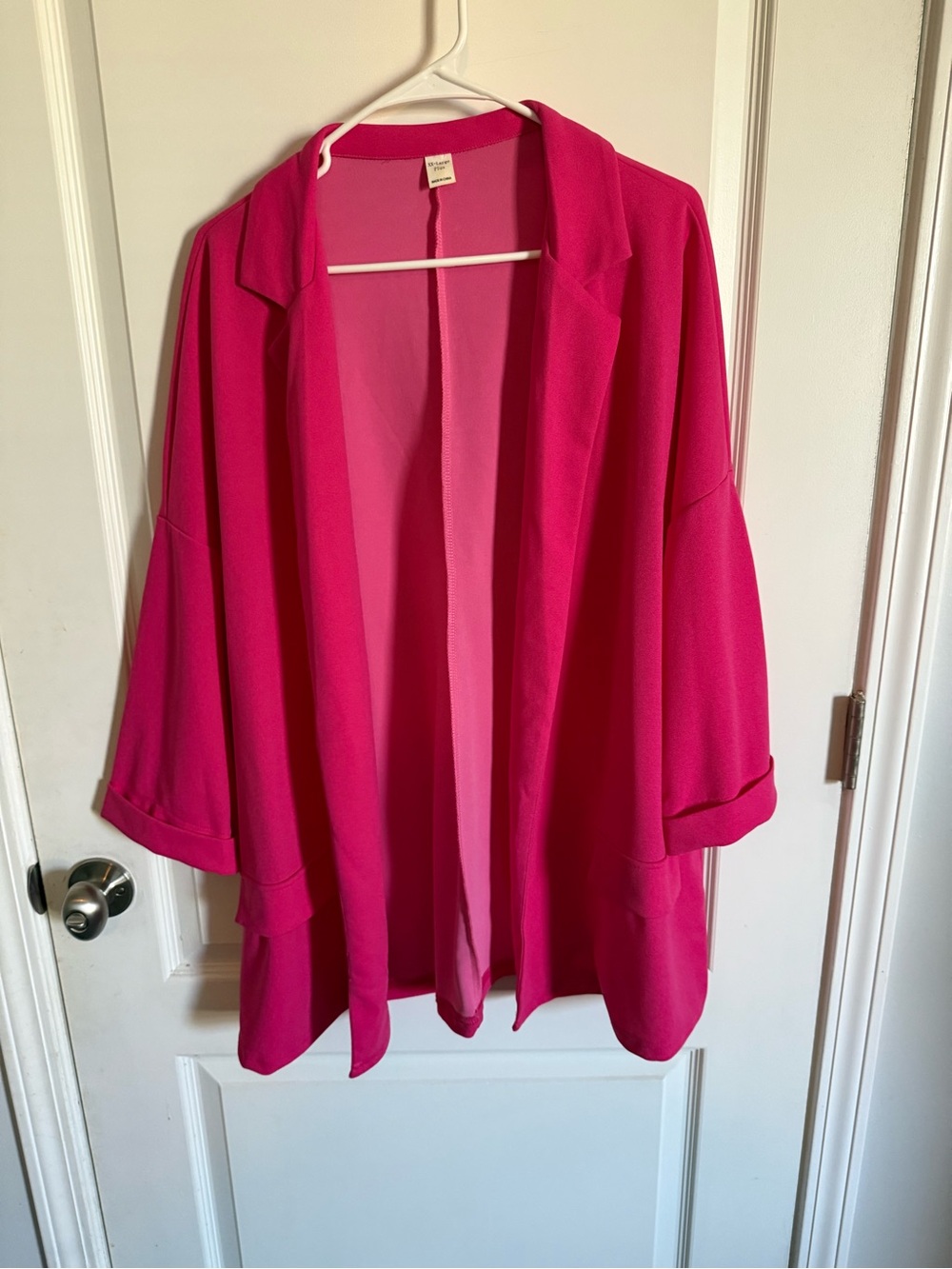 Relaxed Open-Front Hot Pink Blazer Jacket